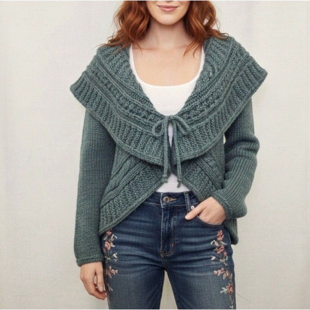Elsamanda Womens S Alpaca Wool Cardigan Sweater Green Made Italy Anthropologie
